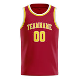 Custom Red & Light Yellow Colors Design Sports Basketball Jersey