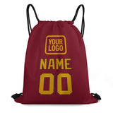 Custom Crimson Red Yellow Drawstring Bag