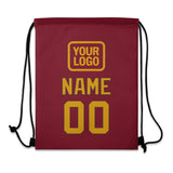 Custom Crimson Red Yellow Drawstring Bag