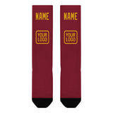 Custom Crimson Red Yellow Knee-High Sock