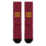 Custom Crimson Red Yellow Knee-High Sock