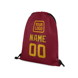 Custom Crimson Red Yellow Drawstring Bag