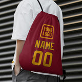 Custom Crimson Red Yellow Drawstring Bag