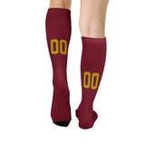Custom Crimson Red Yellow Knee-High Sock