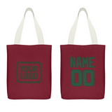 Custom Crimson Red Green Canvas Tote Bag