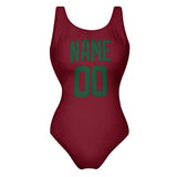 Custom Crimson Red Green Swimsuit