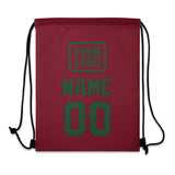 Custom Crimson Red Green Drawstring Bag