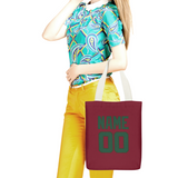 Custom Crimson Red Green Canvas Tote Bag