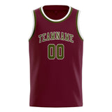 Custom Crimson Red & Olive Colors Design Sports Basketball Jersey
