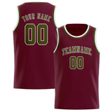 Custom Crimson Red & Olive Colors Design Sports Basketball Jersey