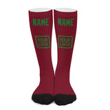 Custom Crimson Red Emerald Green Knee-High Sock