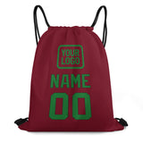 Custom Crimson Red Emerald Green Drawstring Bag