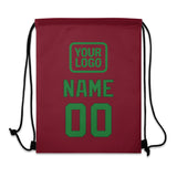 Custom Crimson Red Emerald Green Drawstring Bag
