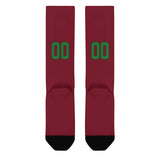 Custom Crimson Red Emerald Green Knee-High Sock