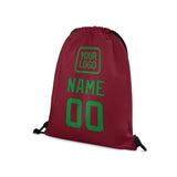 Custom Crimson Red Emerald Green Drawstring Bag