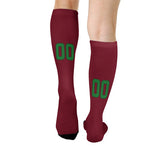 Custom Crimson Red Emerald Green Knee-High Sock