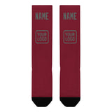 Custom Crimson Red Dark Grey Knee-High Sock