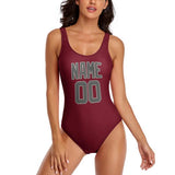 Custom Crimson Red Dark Grey Swimsuit