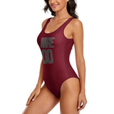 Custom Crimson Red Dark Grey Swimsuit