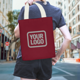 Custom Crimson Red Dark Grey Canvas Tote Bag