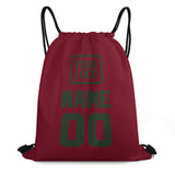 Custom Crimson Red Dark Green Drawstring Bag