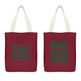 Custom Crimson Red Dark Green Canvas Tote Bag