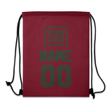 Custom Crimson Red Dark Green Drawstring Bag