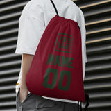 Custom Crimson Red Dark Green Drawstring Bag