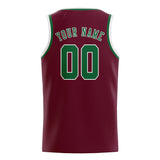 Custom Crimson Red & Green Colors Design Sports Basketball Jersey