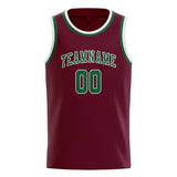 Custom Crimson Red & Green Colors Design Sports Basketball Jersey