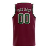 Custom Crimson Red & Dark Green Colors Design Sports Basketball Jersey