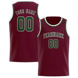 Custom Crimson Red & Dark Green Colors Design Sports Basketball Jersey