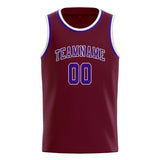 Custom Crimson Red & Purple Colors Design Sports Basketball Jersey