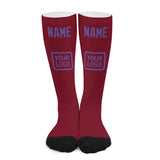 Custom Crimson Red Light Purple Knee-High Sock