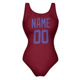 Custom Crimson Red Light Purple Swimsuit