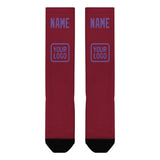 Custom Crimson Red Light Purple Knee-High Sock
