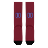 Custom Crimson Red Light Purple Knee-High Sock