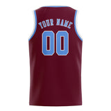 Custom Crimson Red & Light Blue Colors Design Sports Basketball Jersey