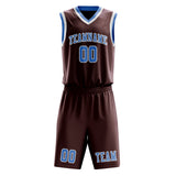 Custom Crimson Red Light Blue Basketball Set