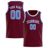 Custom Crimson Red & Light Blue Colors Design Sports Basketball Jersey