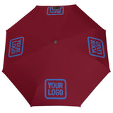 Custom Crimson Red Sky Blue Automatic Umbrella