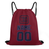 Custom Crimson Red Navy Drawstring Bag