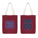 Custom Crimson Red Navy Canvas Tote Bag