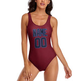 Custom Crimson Red Navy Swimsuit