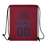 Custom Crimson Red Navy Drawstring Bag