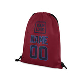 Custom Crimson Red Navy Drawstring Bag