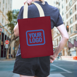 Custom Crimson Red Navy Canvas Tote Bag