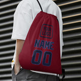 Custom Crimson Red Navy Drawstring Bag