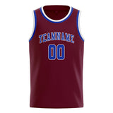 Custom Crimson Red & Sky Blue Colors Design Sports Basketball Jersey