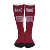 Custom Crimson Red Light Blue Knee-High Sock